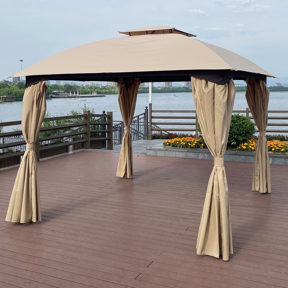 10' X 10' Steel Polyester Soft Top Outdoor Canopy Gazebo Tent