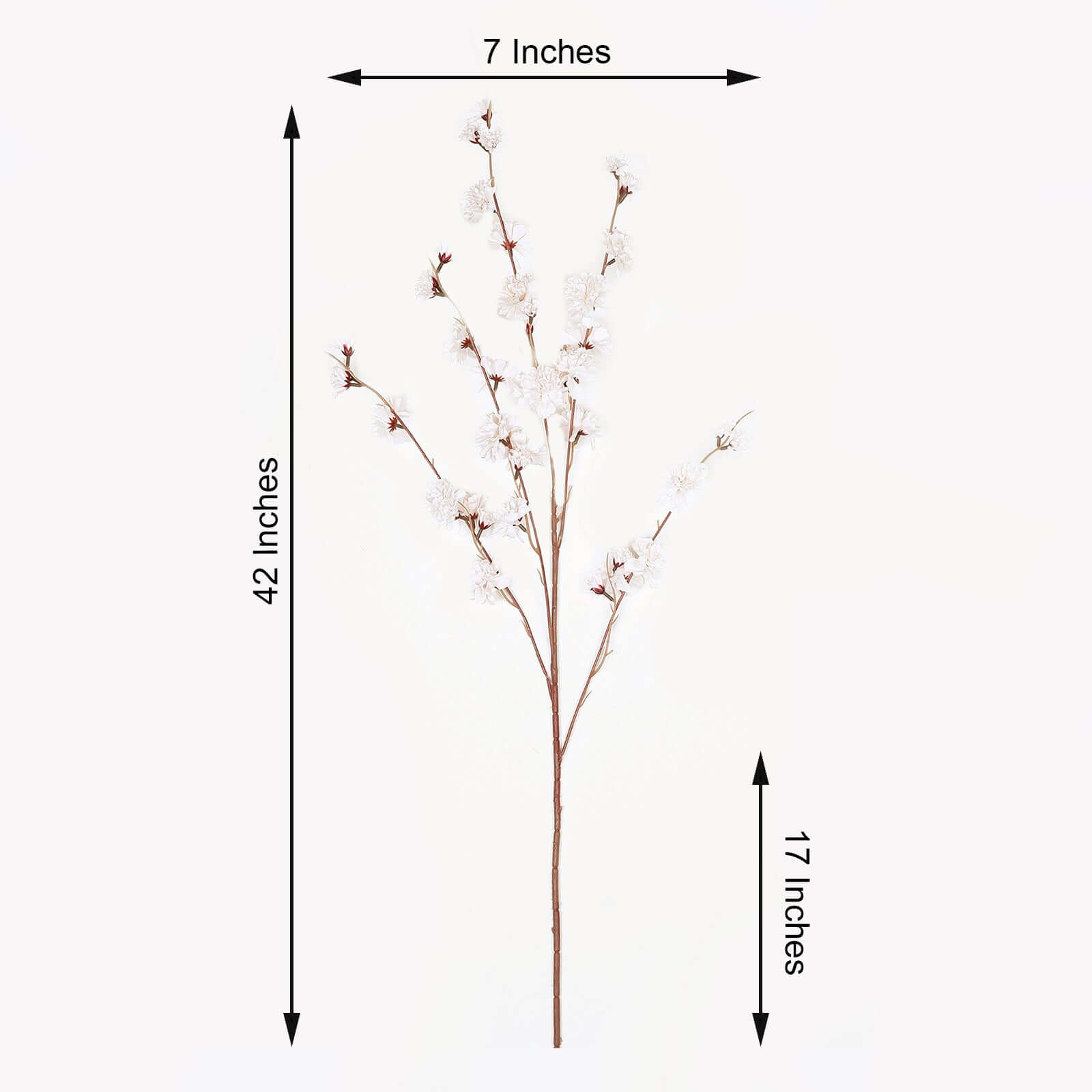 2 Branches Ivory Artificial Silk Carnation Flower Stems 42