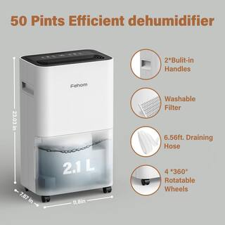 Fehom 50-Pint Multifunction Home Dehumidifier With Water Tank For 4500 Sq. Ft. Bedrooms Basements and Laundry Rooms HDCX-PD11A