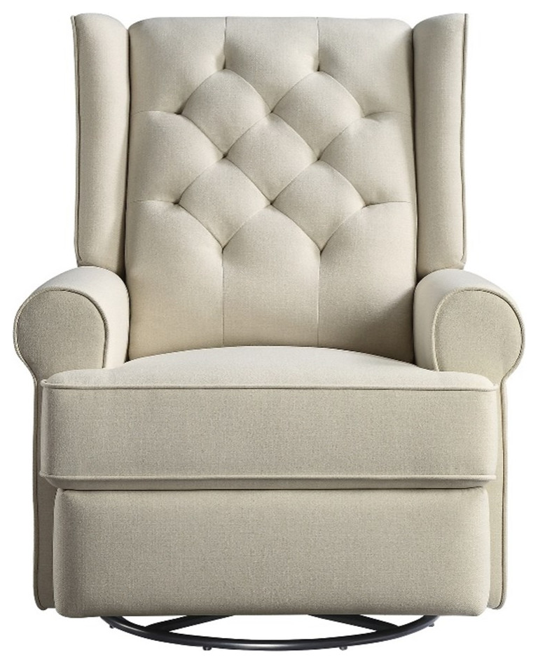 Westwood Design Amelia Traditional Fabric USB Glider and Recliner in Natural   Transitional   Gliders   by Homesquare  Houzz