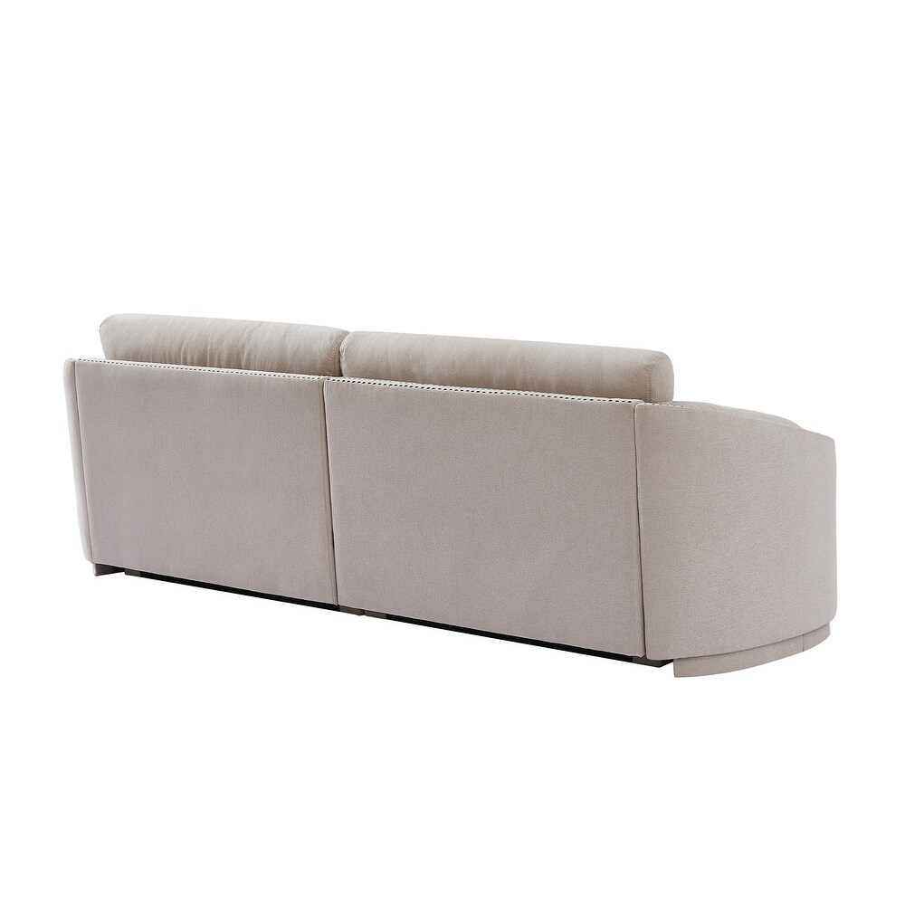 Modern 3 Seater/Plus Loveseat Sofa Polyester Upholstered Couch with Semilunar Arm and Rivet Detailing for Living Room