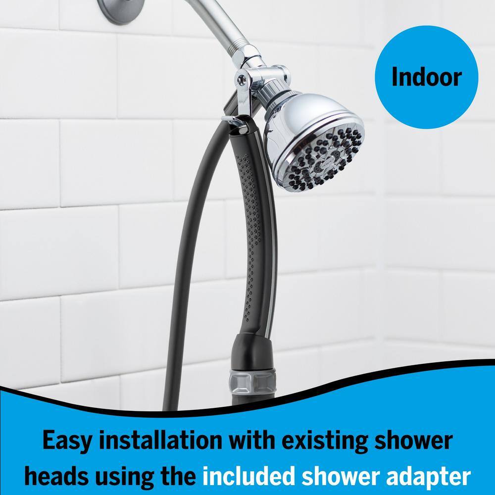 Waterpik Pet Wand 2-Spray Setting Wall Mount Indoor-Outdoor Handheld Shower Head 1.8 GPM 13 in. Dog Shower in Black PPR-255E