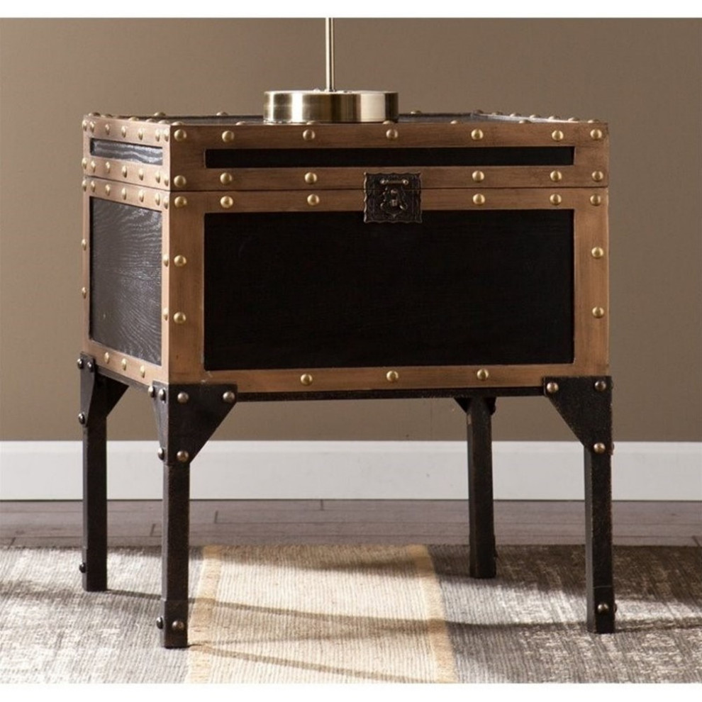 Home Square Travel Trunk End Table in Black   Set of 2   Traditional   Side Tables And End Tables   by Homesquare  Houzz