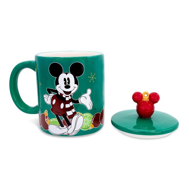 Silver Buffalo Disney Mickey Mouse Holiday Ornaments Ceramic Mug Holds 18 Ounces