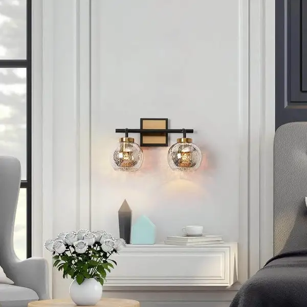 Modern Black Gold 2/3/4-Light Bathroom Mercury Glass Vanity Lights Wall Sconces