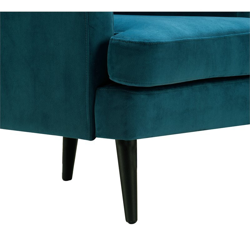 Home Square 2 Piece Tufted Velvet Accent Chair Set in French Teal Blue   Midcentury   Armchairs And Accent Chairs   by Homesquare  Houzz