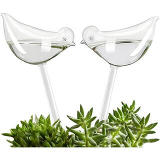 Plant Self Watering Bulbs Hand Blown Clear Glass Bird Plant Waterer (2-Pieces) B07MW6DCZL