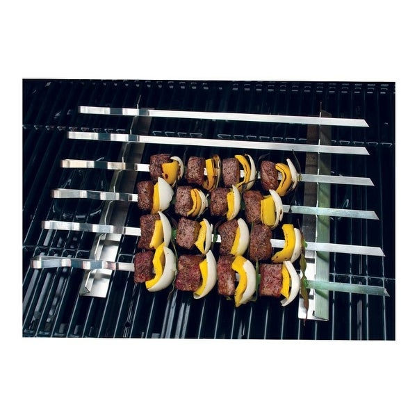 Mtoye Steven Raichlen Stainless Kabob Rack with Flat Skewers