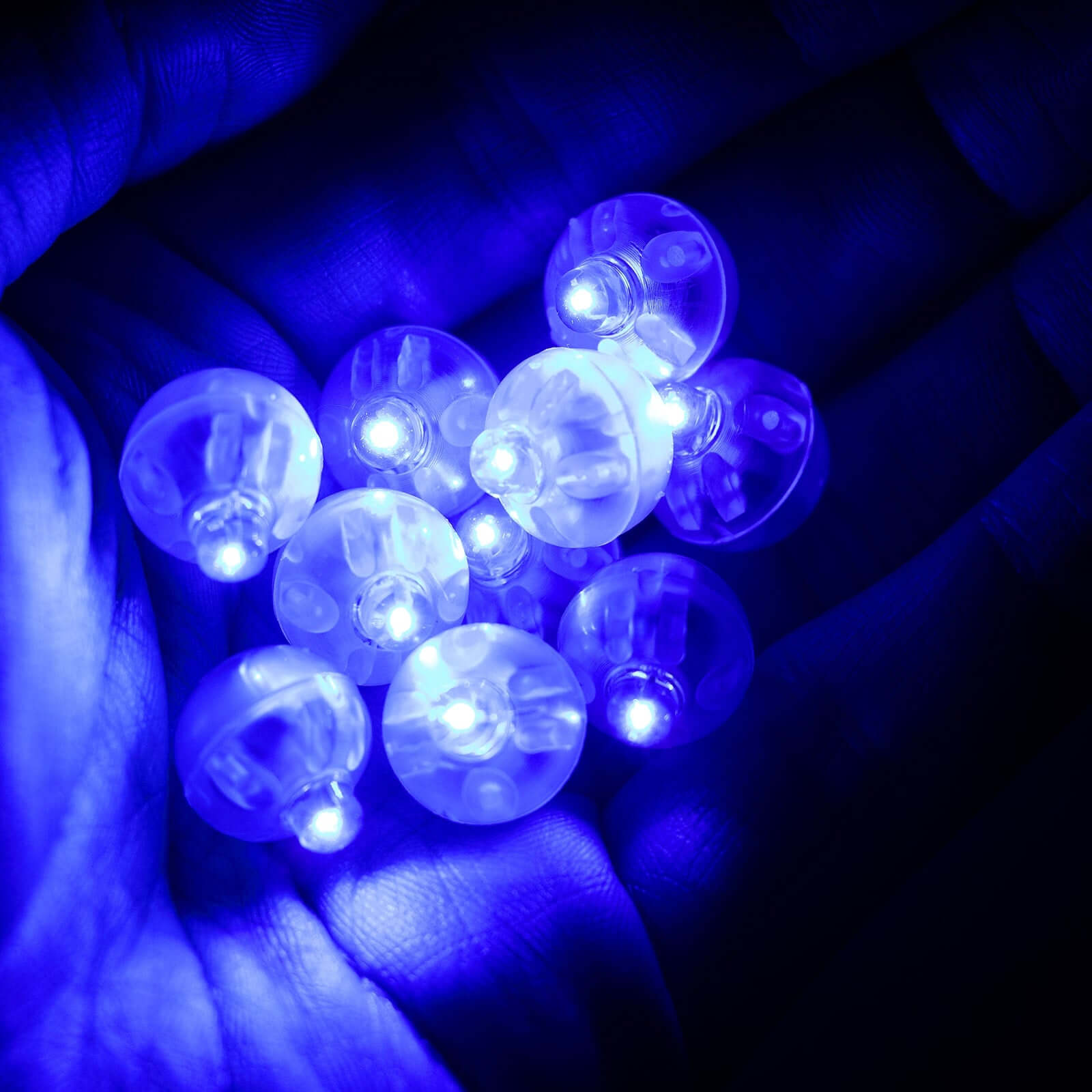 50 Pack Light Blue Round LED Balloon Lights, Waterproof Battery Operated Mini LED Balls - 0.5