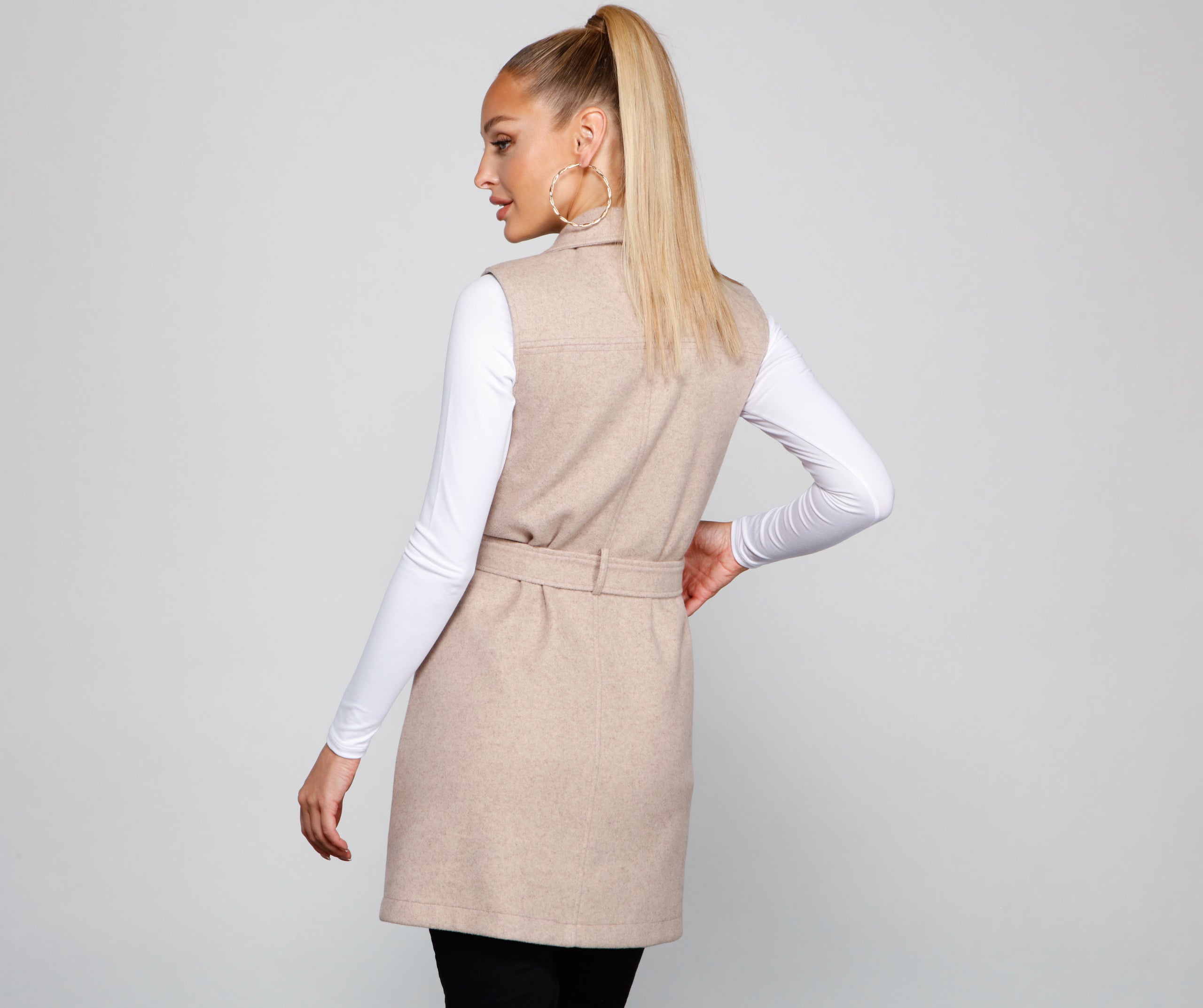 City Girl Faux Wool Trench Vest