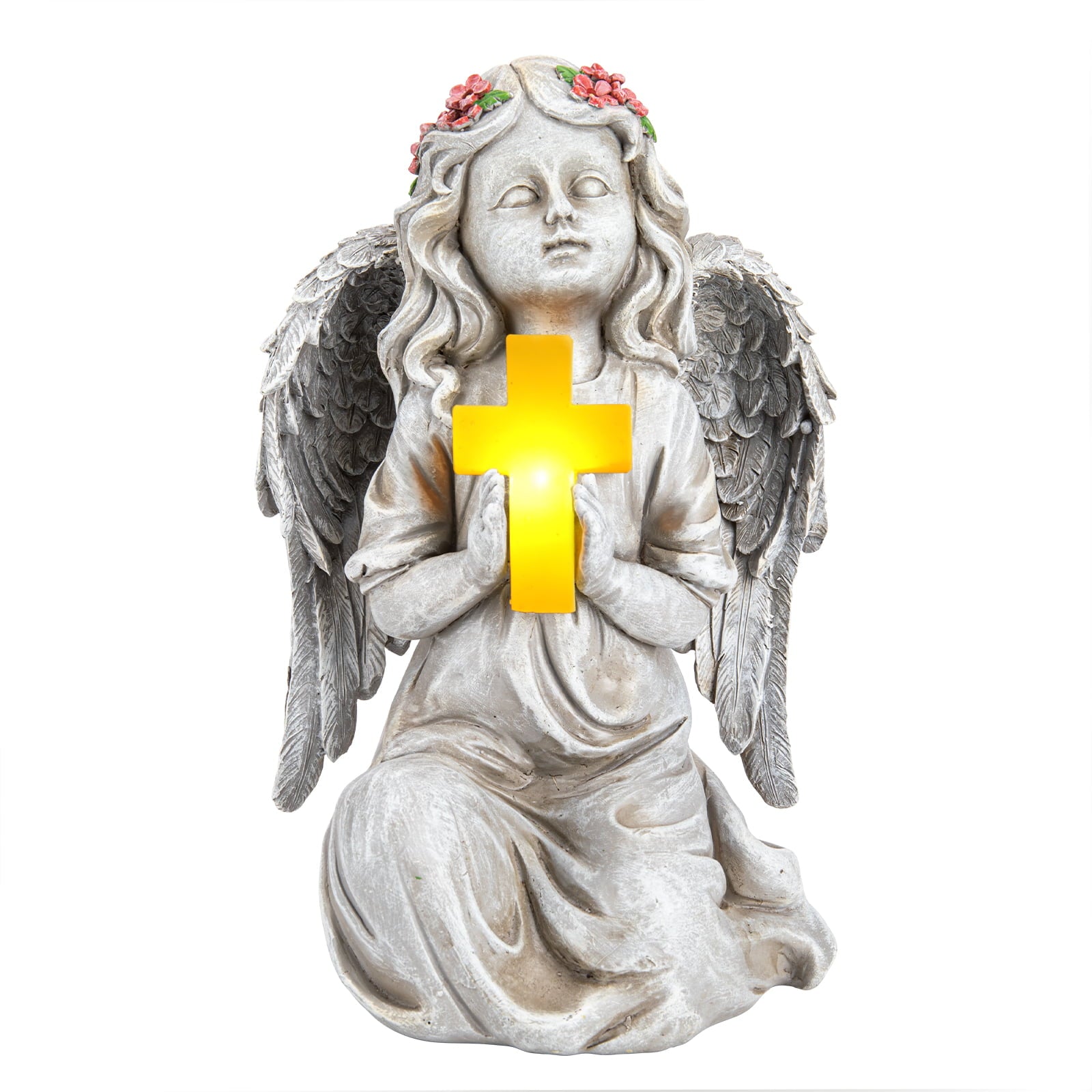 Wonder Garden Angel Statues Outdoor with LED Lights, Solar Angel Figurine for Garden , Patio, Yard Art Decor, Memorial & Blessing Gifts