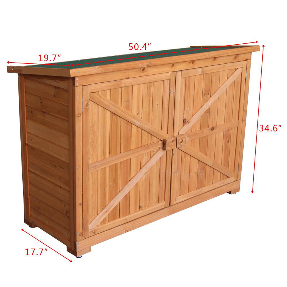 Ktaxon 38" Double Doors Fir Wooden Garden Yard Shed Lockers Outdoor Storage Cabinet