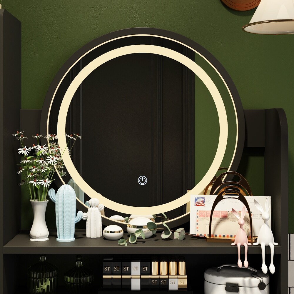 Makeup Vanity Dressing Table  Vanity Mirror with Lights and Table Set   52\