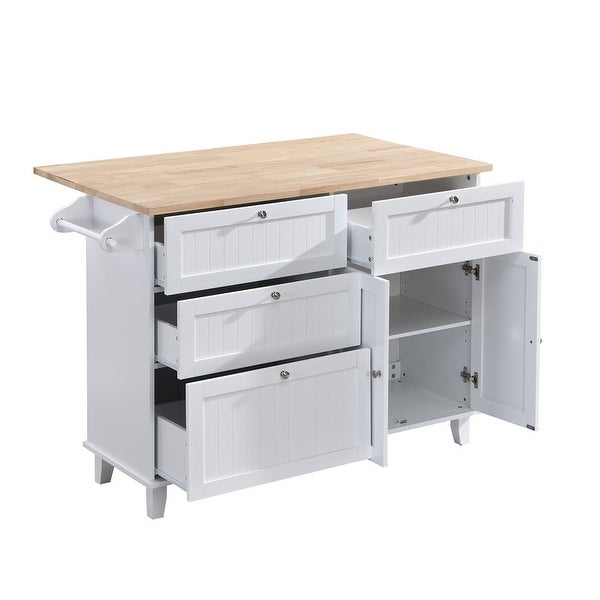 3-Piece Kitchen Island Set with Drop Leaf and 2 Seatings， Dining Table Set with Storage Cabinet， Drawers and Towel Rack