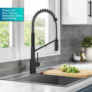 KRAUS Oletto 2-in-1 Commercial Style Pull-Down Single Handle Water Filter Kitchen Faucet in Matte Black KFF-2631MB