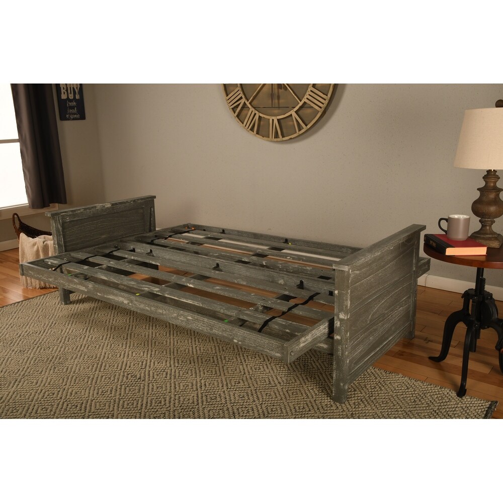 Somette Lexington Full size Futon Set in Weathered Gray Finish with Mattress