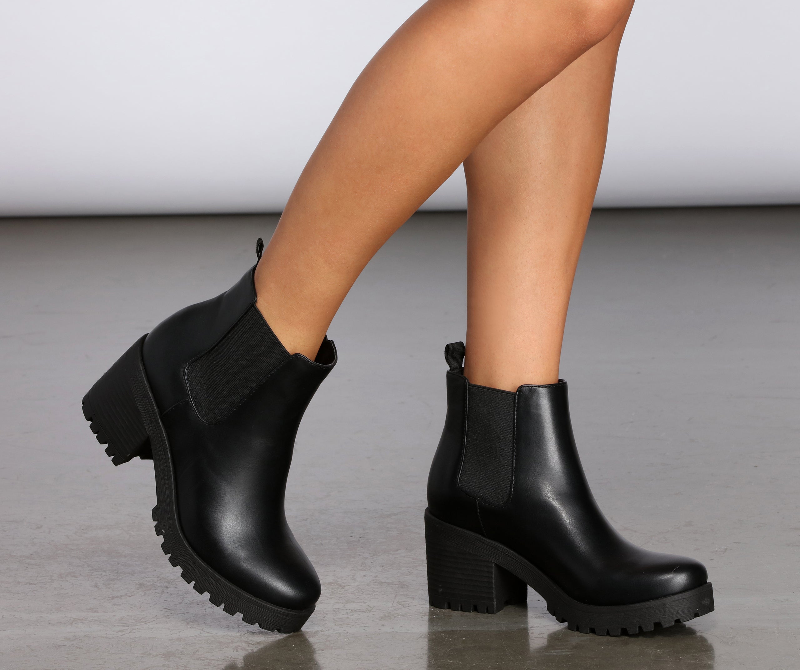 Step Up Faux Leather Booties