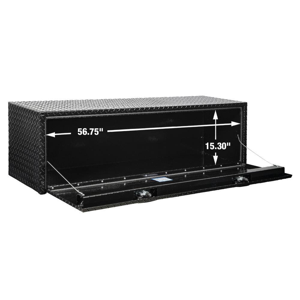 Buyers Products Company 18 in. x 18 in. x 60 in. Gloss Black Diamond Tread Aluminum Underbody Truck Tool Box 1725115