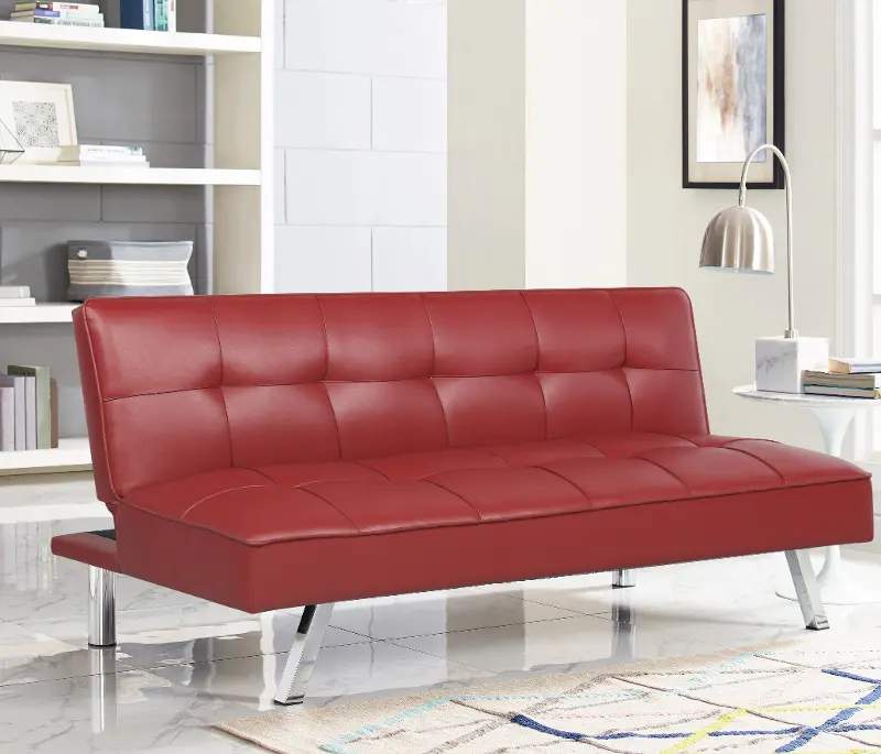 Mia Red Multi-Functional Sofa Lounger Sleeper by Serta Dream Convertibles