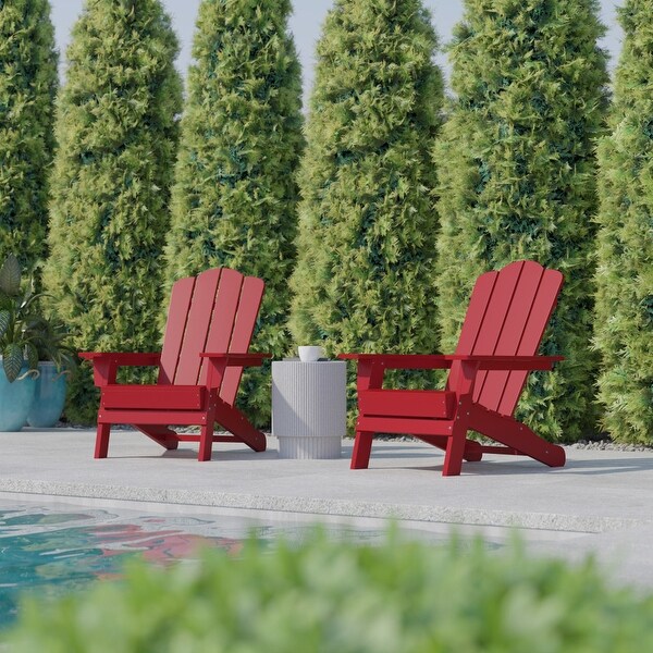 Set of 2 Commercial AllWeather Adirondack Chairs with Cupholders