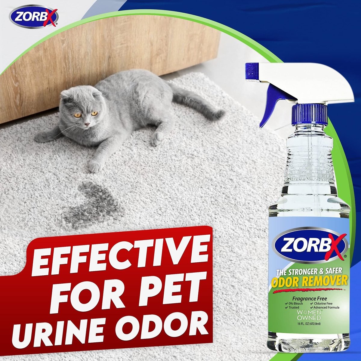 ZORBX Unscented Odor Remover， 16-oz bottle