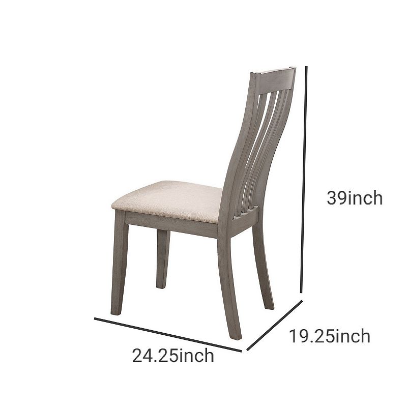 Wooden Side Chair with Slatted Design Backrest， Set of 2， Gray