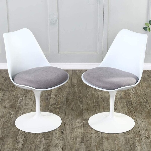 Dining Room Chairs Set of 2 - Modern Mid-Century 360°Swivel Kitchen Chairs， Upholstered Fabric Accent Leisure Chairs in Grey