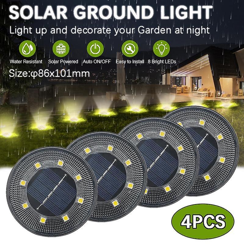 4 Pcs/set Led Solar Ground Light Outdoor Waterproof Lawn Yard Buried Light For Patio Pathway Garden Decoration Outdoor Lighting