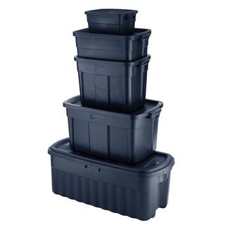 Rubbermaid 18 gal. Stackable Storage Container Dark Indigo Metallic (12-Pack) 2 x RMRT180051-6pack