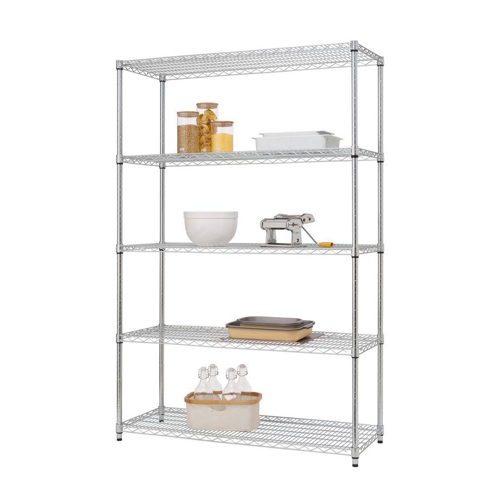 Trinity Chrome 5-Tier Steel Wire Shelving Unit (48 in. W x 72 in. H x 18 in. D) TBFZ-0910