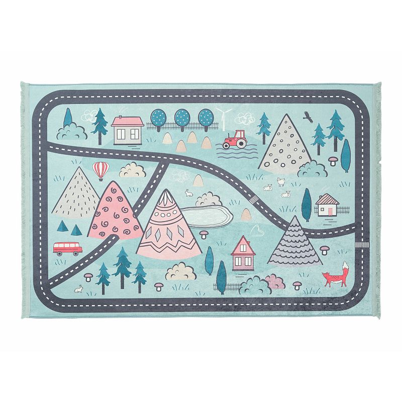 Mother Ruggers Camping Trails Machine Washable Colorful Kid's Rug