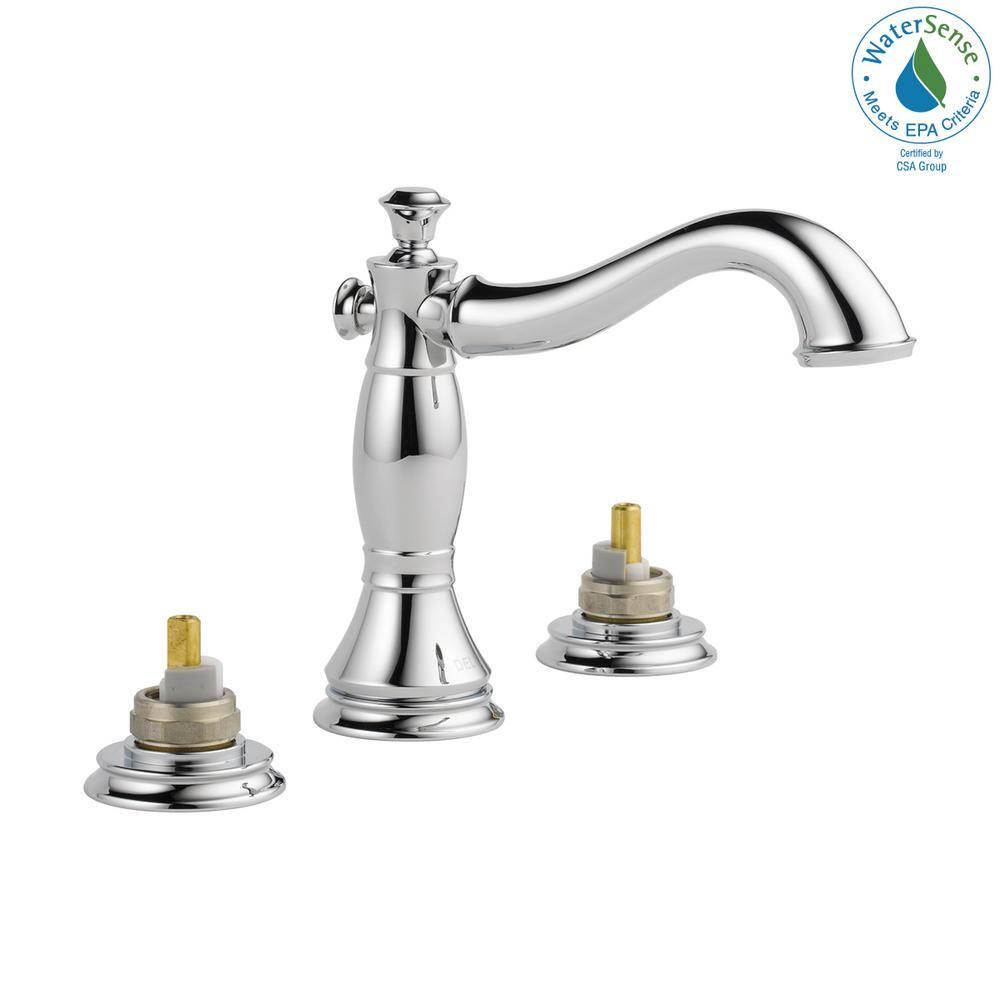 Delta Cassidy 8 in Widespread 2Handle Bathroom Faucet with Metal Drain Assembly in Chrome