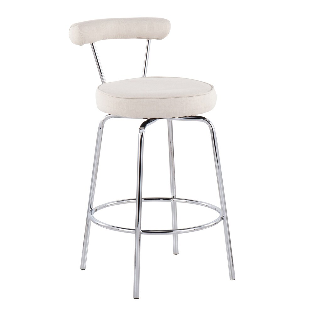 Steel Frame Contemporary Fabric Counter Stool  Set of 2