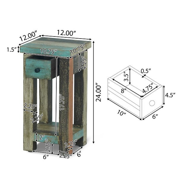 Meader Distressed Mango Wood Small Side Table by Christopher Knight Home