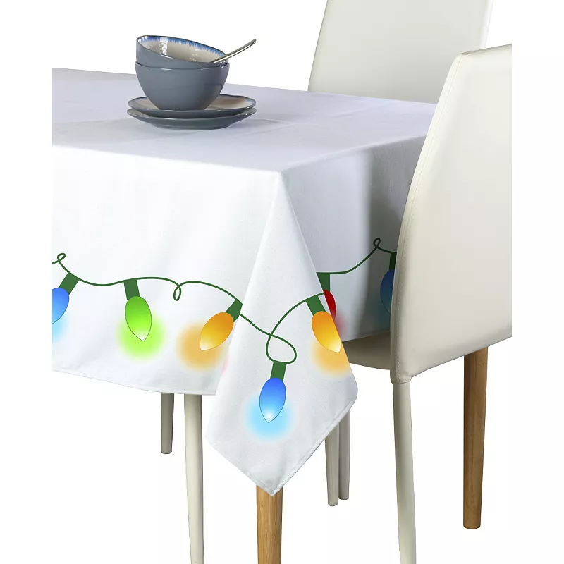 Square Tablecloth， 100% Polyester， 60x60， Christmas Lights Garland