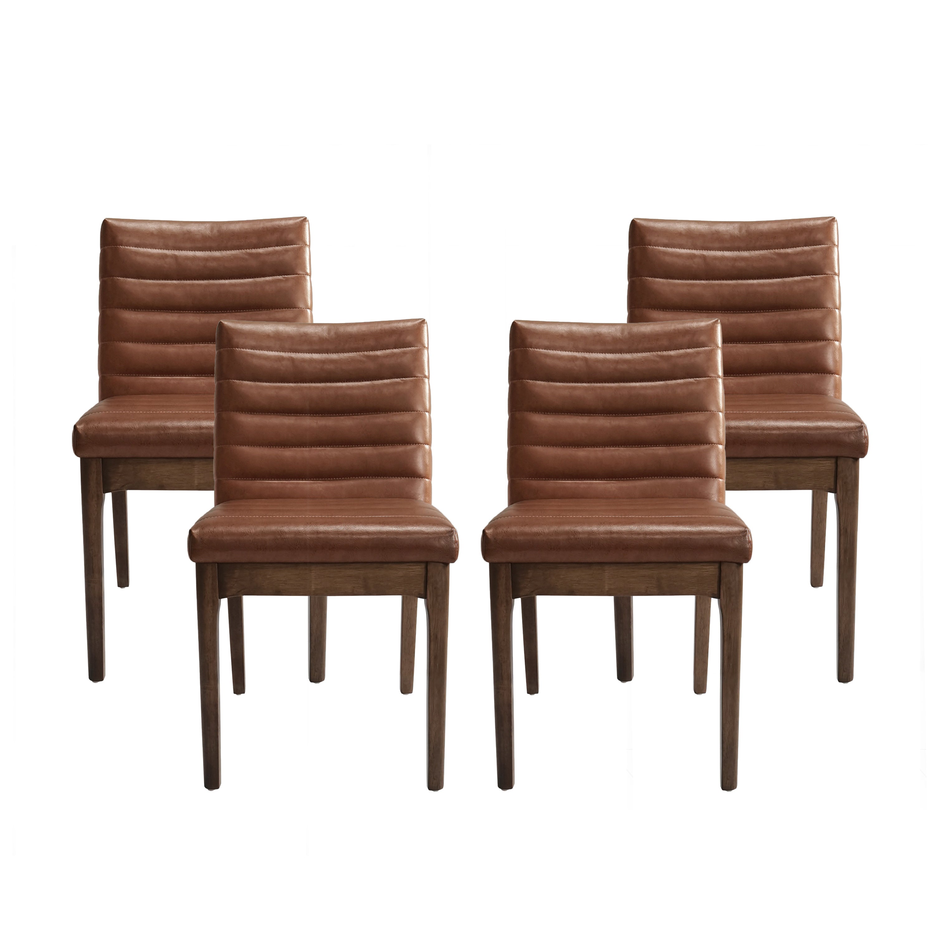 Elisson Mid Century Modern Channel Stitch Dining Chairs, Set of 4