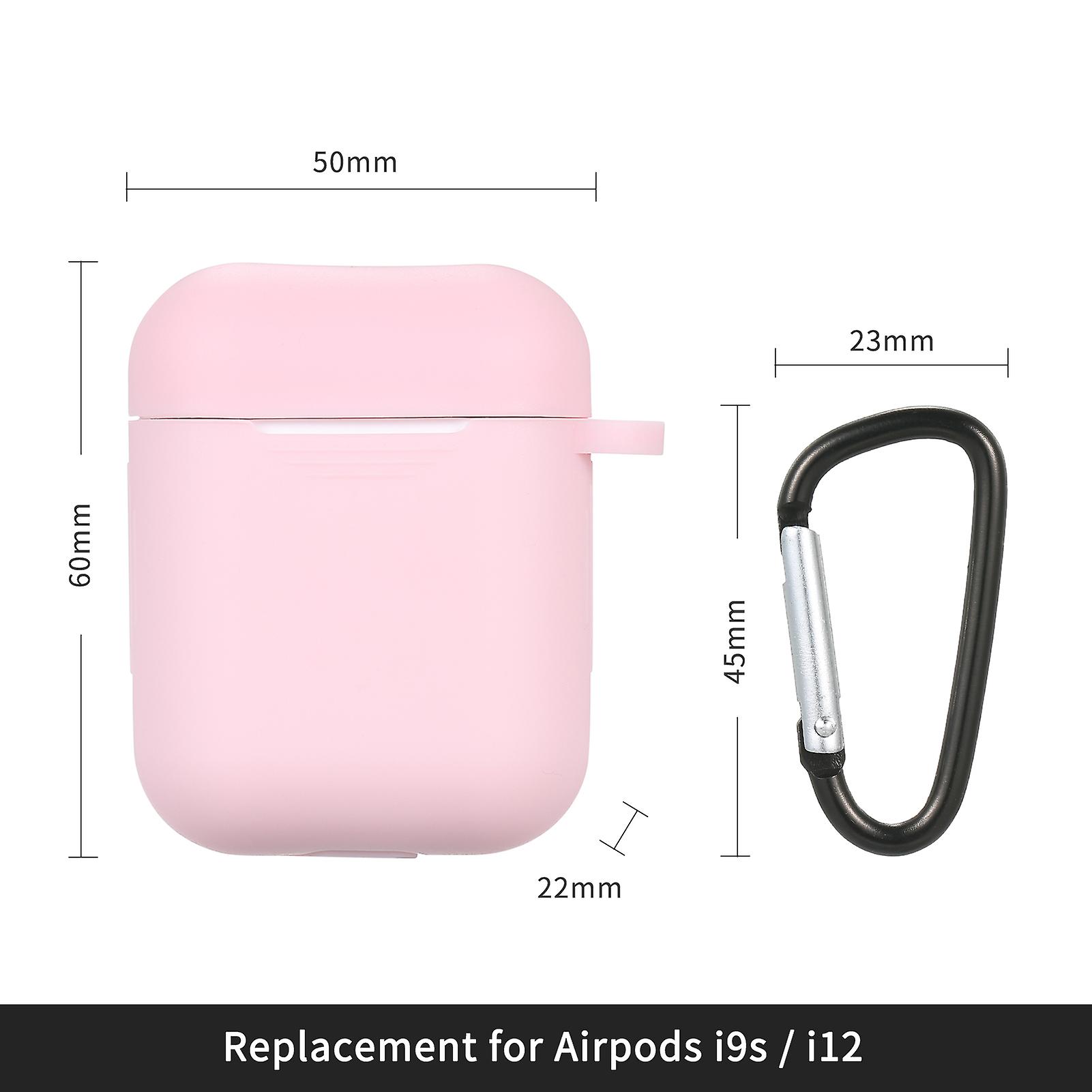 Silicone Headphones Case Replacement For Apple Airpods Wirelessly Bt Headset Protective Earphone Cover With Carabiner Pink