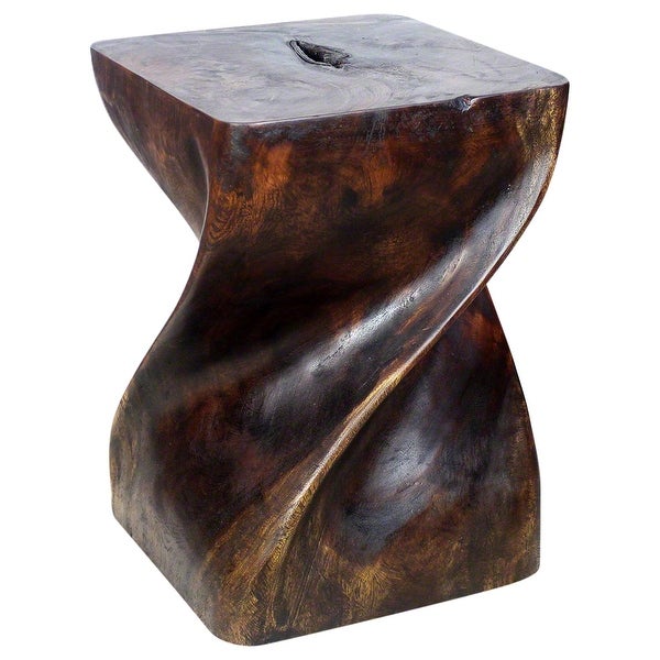 Haussmann? Big Twist Wood Stool Table 14 in SQ x 20 in H Mocha Oil - 14 x 14 x 20