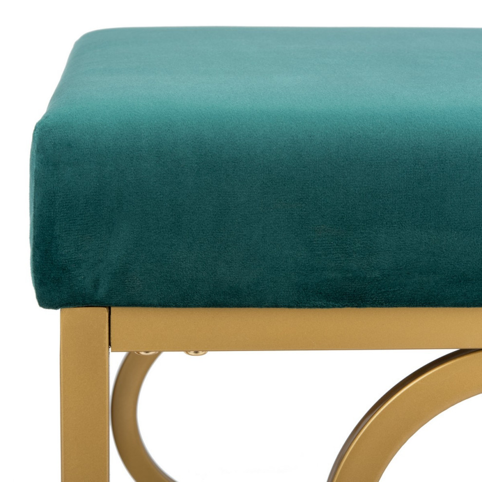 Patience Square Ottoman Emerald/ Gold   Mediterranean   Footstools And Ottomans   by AED Luxury Home Decor  Houzz