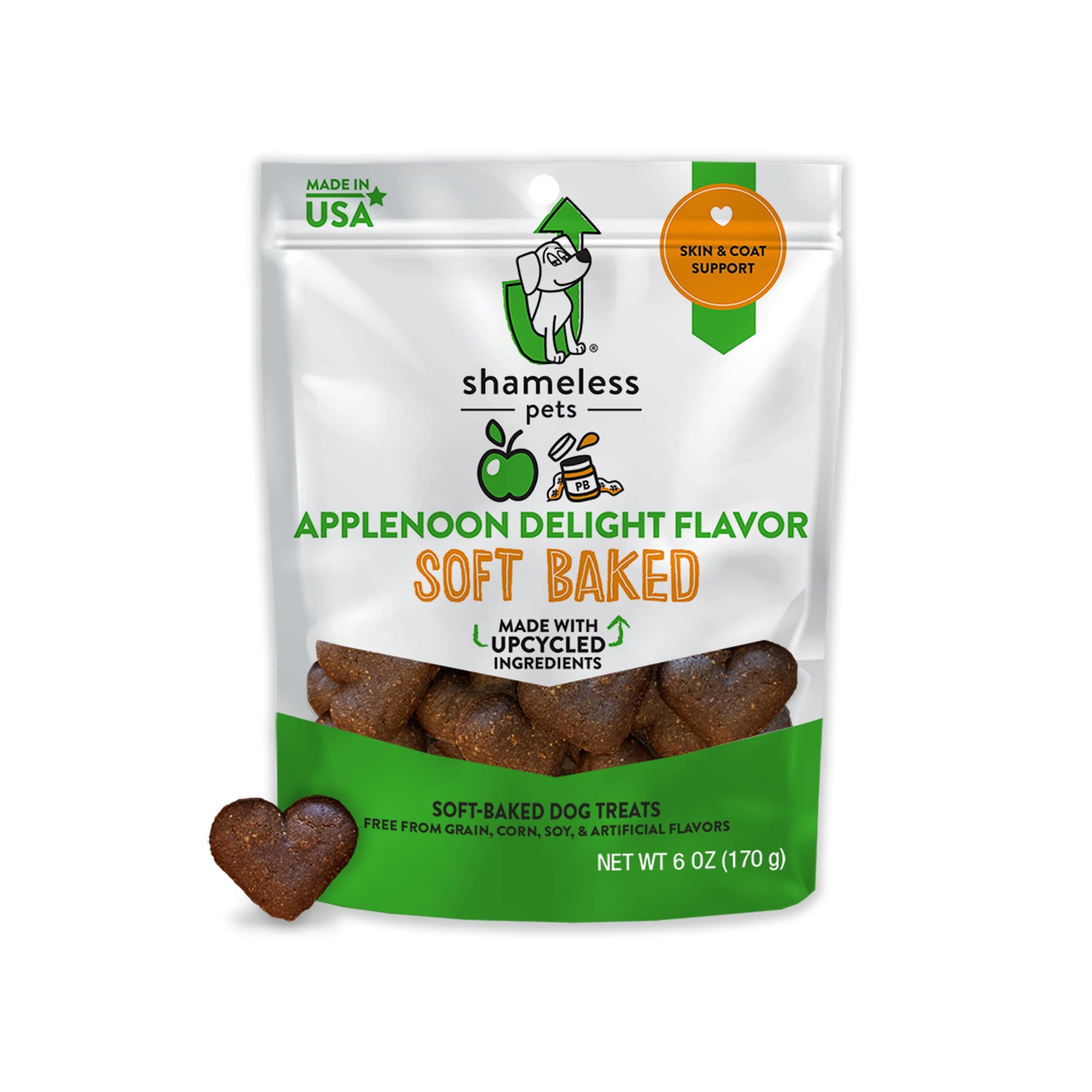 SHAMELESS PET TREATS Apple and Peanut Butter Soft-Baked Biscuit Dog Treats， 6 oz.