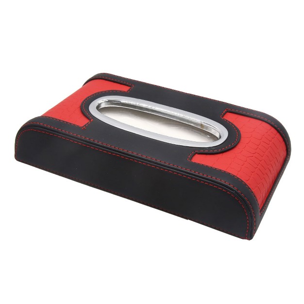 Unique Bargains Faux Leather Tissue Box Cover Napkin Paper Holder Case For Car Home Black Red