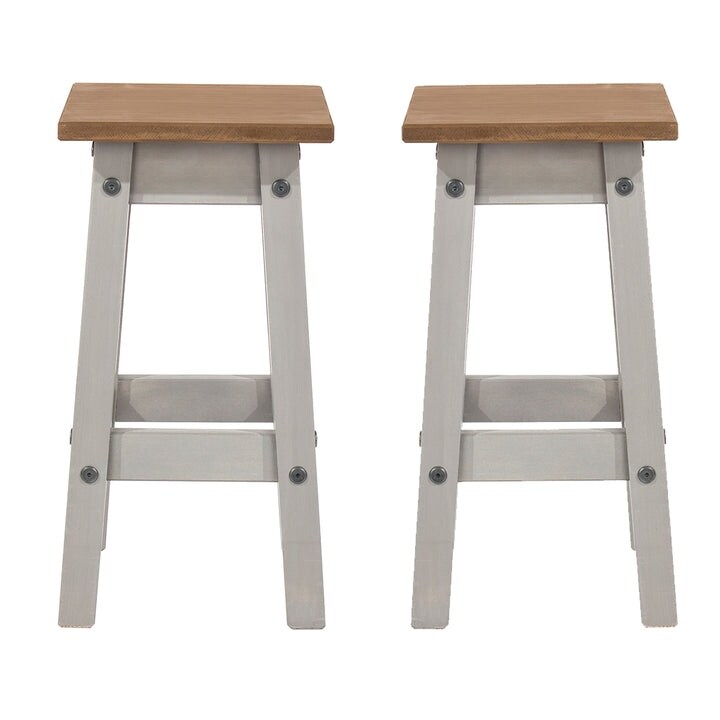 Wood Set of 2 Kitchen Stools Corona Collection  Furniture Dash