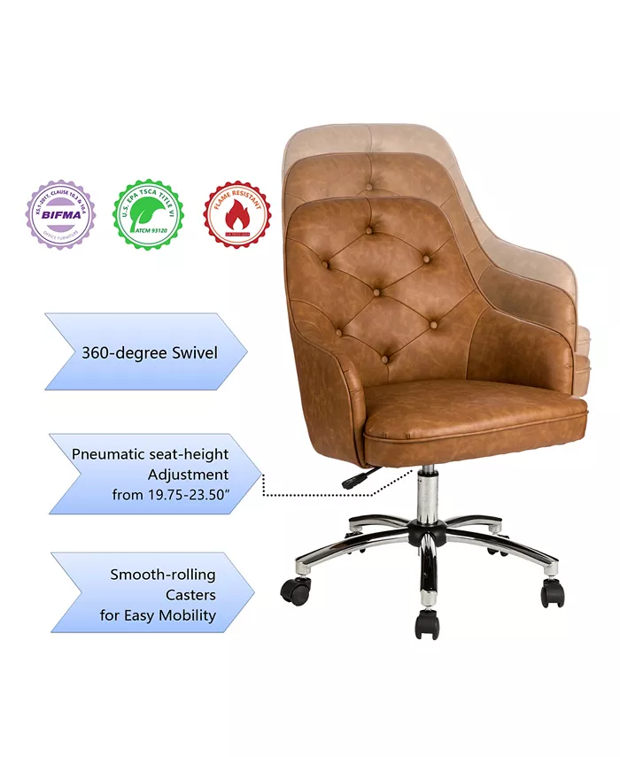 Glitzhome Bonded Leather Gas Lift Adjustable Swivel Office Chair Desk Chair