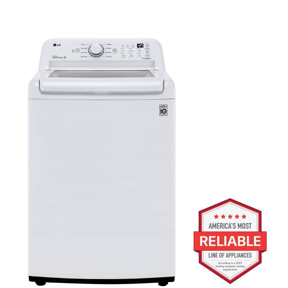 LG 4.3 Cu. Ft. Top Load Washer in White with 4-Way Agitator NeveRust Drum and TurboDrum Technology WT7005CW