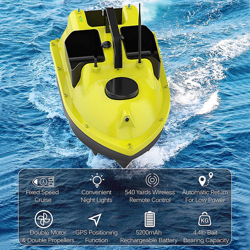 Fishing Bait Boat Smart Fishing Bait Rc Boat With Two Independent Bait Tanks Remote Control Distance 500m Dual Motors 5200mah Battery Single-handed Re