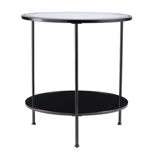 SEI Furniture Rainier Round Metal and Glass Side Table