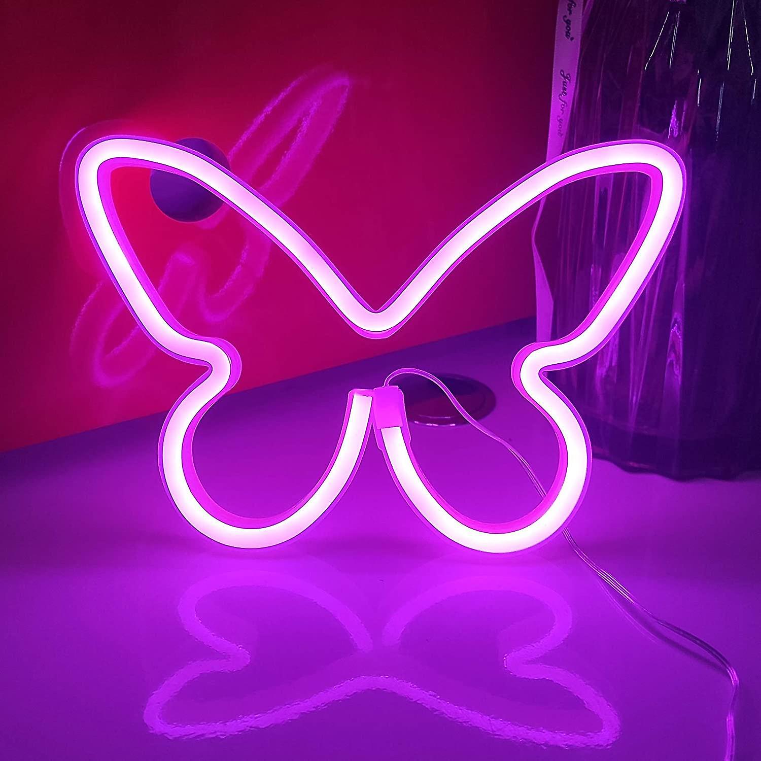 Butterfly Neon Signs，3-aa Battery Powered Neon Light，led Lights Table Decoration，girls Bed