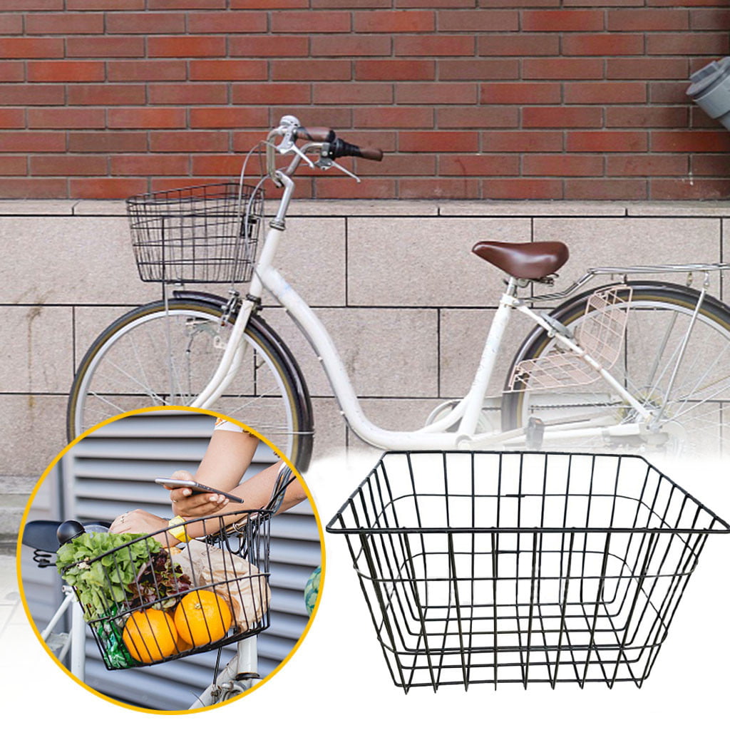 Pompotops Student Rear-mounted Bicycle Basket Electric Car Iron Vegetable Basket Car Baske