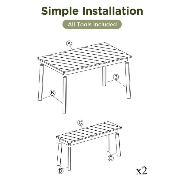 3 Pieces Acacia Wood Outdoor Patio Dining Set with 2 Benches，Picnic Beer Table