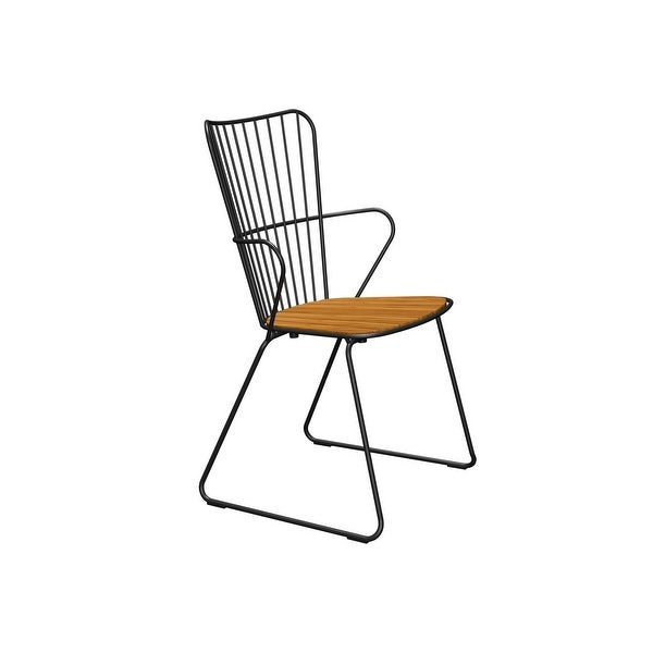 Houe PAON Outdoor Dining Chair (Black， Powder-Coated Steel Frame)